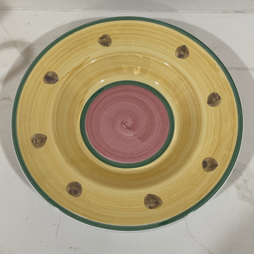 Pottery Barn Sunnyside Soup Bowl Yellow Green Purple Pink Made in Italy